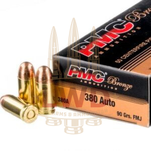 1000 Rounds of 90gr FMJ .380 ACP Ammo by PMC