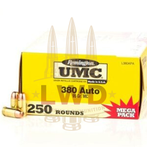 1000 Rounds of 95gr MC .380 ACP Ammo by Remington