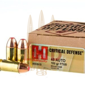 Please note: Supply chain interruptions have forced Hornady to temporarily load this ammunition with regular, non-plated brass cases. When Joyce Hornady coined the phrase “ten shots through one hole” he was referring to the incredible importance of shot placement and tight grouping. He probably wasn’t thinking about the massive holes you can make with your .45 ACP, especially when you load it was defense rounds. Your .45 ACP is an effective self-defense weapon, both for personal carry and home defense. Testing shows it creates a devastatingly deep and substantially sized wound channel; bullets from common .45 ACP loads have tested with penetration depths of up to 27”. When you’re in a fight for your life, you want – no, you demand – one-shot stopping power, and with these Hornady defense rounds, your .45 ACP will be capable of all its usual impact, and then some. The polymer insert in these defense rounds is Hornady’s Critical Defense FTX, Flex Tip Technology. The soft tip pushes back into the bullet when it hits its target, encouraging even greater expansion and energy transfer. Its penetrating power is unaffected by bulky clothing such as leather and denim and it includes multiple self-defense features. For example, it has minimal muzzle flash, which protects your night vision to preserve your ability to aim in the dark. And, to avoid setbacks, the bullets are cannelured and crimped. Hornady manufactures all their ammunition at their established plant in Grand Island, Nebraska. These are medium-weight 185 grain rounds, so they can reach greater speeds while still delivering a serious impact. They have impressive muzzle velocity at 1,000 feet per second and a muzzle energy of 411 foot-pounds. There are 20 defense rounds in this box, which is just enough for you to keep your carry weapon loaded and also fire a few rounds to get comfortable with their greater power. And because they’re made with fresh brass and boxer primer, they can be reloaded. Don’t put your safety in the hands of just any ammunition. Trust Hornady’s Critical Defense to supply you with the firepower you need to protect yourself and your family.