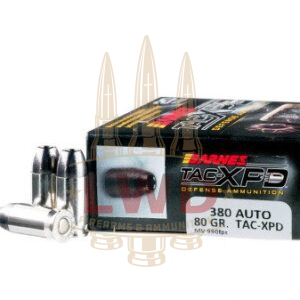 20 Rounds of 80gr TAC-XP HP .380 ACP Ammo by Barnes