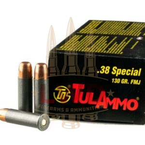 50 Rounds of 130gr FMJ .38 Spl Ammo by Tula