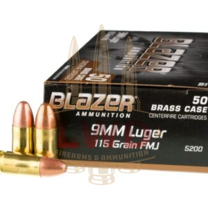 9mm ammo is among the most popular handgun calibers for both reliability and affordability. If you are serious about range time, this box of 1,000 Blazer Brass rounds is for you. Not only does Blazer Brass meet the rigorous expectations of SAAMI, but they are ISO certified. Blazer is a branch of CCI, a manufacturer dedicated to producing quality target ammunition at a modest price. Since 1951, CCI has been known for its production of target-friendly rounds, giving shooters more than six decades of dependable service and experience to rely on. Each bullet has a CCI primer, so you can count on ignition time and again. Blazer Brass ammunition is specifically designed for reloading; after you run through these 1,000 rounds at the range, you can reload and reuse. They’re also standard boxer-type primed with primer pockets for reloading simplicity. When you purchase Blazer Brass 9mm Luger 115 gr. Ammo, you are quite literally getting more bang for your buck. Due to their lighter weight of 115 grain (compared to 124 gr. and 147 gr. Rounds available in 9×19), these rounds move a bit faster than their heavier counterparts with a muzzle velocity of 1,125 feet per second and muzzle energy of 323 foot pounds. Experienced and new shooters alike can benefit from using Blazer Brass 9mm Luger 115 gr. for target practice and plinking. If you’re looking to put some rounds down-range and want to keep your gun well-fed without straining your wallet, this ammunition is the way to go. 1000 Rounds of 115gr FMJ 9mm Ammo by Blazer