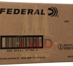 Brand Federal Caliber 223 Remington Model FAE223BKX Bullet Weight 55 Grain Bullet Type Metal Case Reloadable Yes Case Type Brass Rounds Per Box 1000 Rounds Per Bulk Case Muzzle Energy 1282 ft lbs Muzzle Velocity 3240 fps Federal American Eagle Ammunition is designed specifically for target shooting, training and practice. This ammo is loaded to the same specifications as Federal’s Premium loads, but at a more practical price for economical practicing. This ammunition is new production in reloadable brass cases.