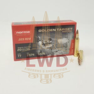 Norma Golden Target 223 Rem Ammunition NORMA2423552 77 Grain Hollow Point Match 20 Rounds