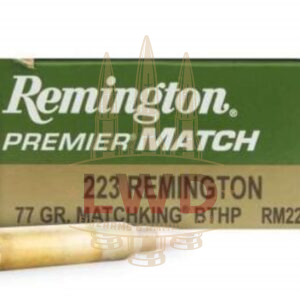 Remington 223 Rem Ammunition Premier RM223R3 77 Grain MatchKing Boat Tail Hollow Point 20 rounds