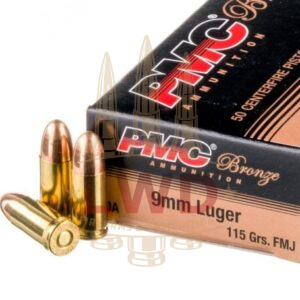 1000 Rounds of 115gr FMJ 9mm Ammo by PMC